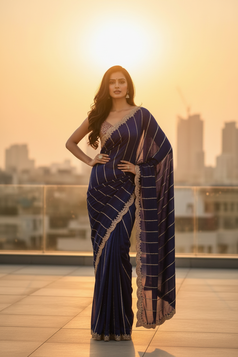 Jimmy Choo Saree – Navy Rooftop